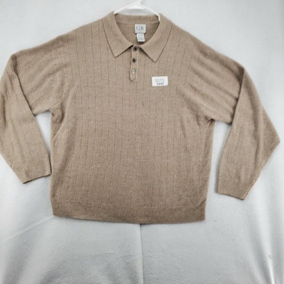 GEOFFREY BEENE Sweater Men's 1/4 Button Collared Long Sleeve Acrylic Brown 2XL - Picture 12 of 12